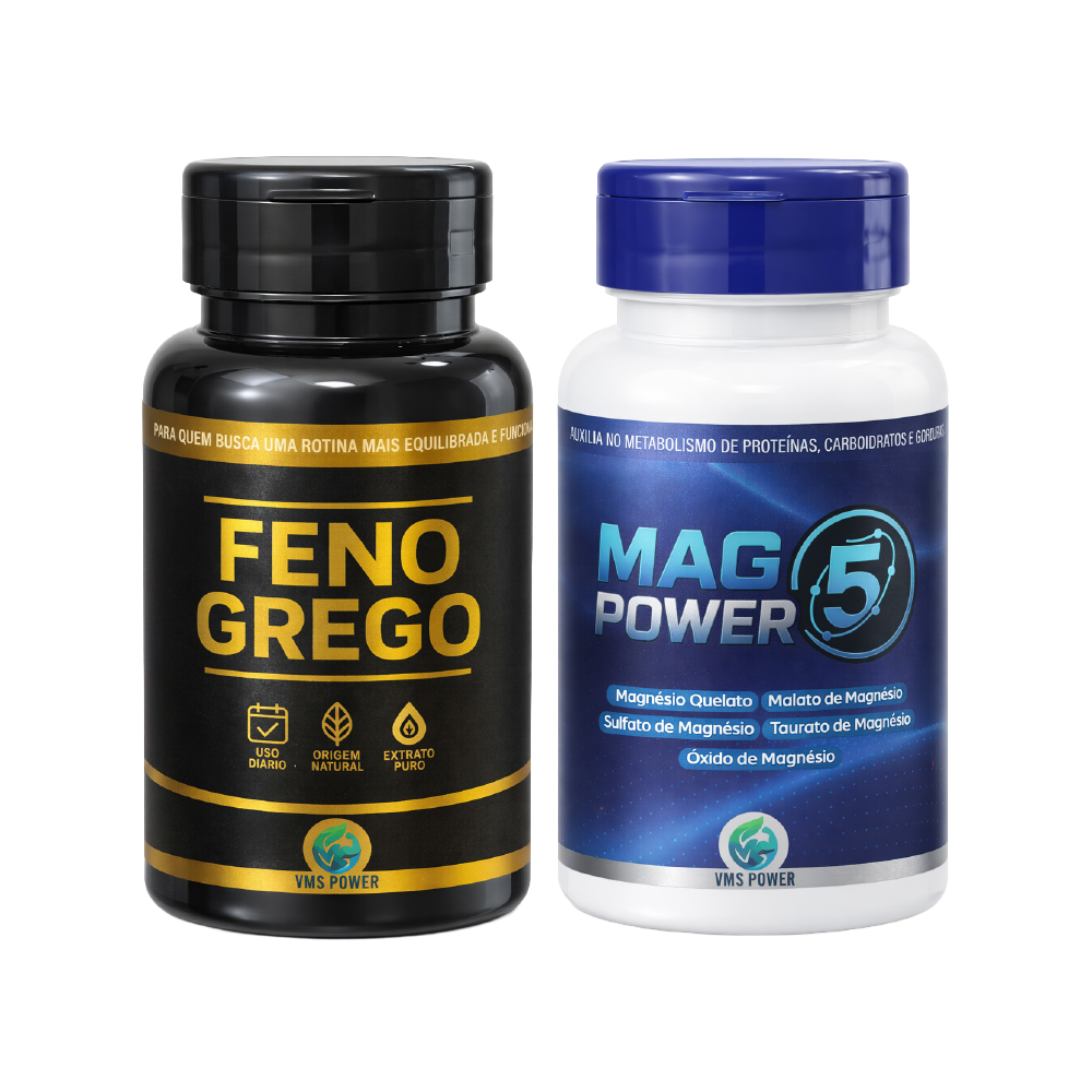 COMBO - VITALIDADE & EQUILÍBRIO (1 FENO GREGO VMS POWER + 1 5 MAGNESIO VMS POWER)